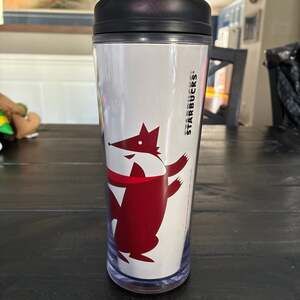 Starbucks 2011 Holiday 'Let's Merry' Fox & Bird 16 oz Travel Tumbler